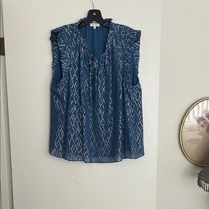 Parker Navy Diamond Pattern Blouse